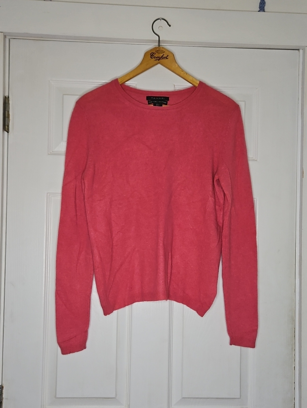 Tahari Cashmere Coral Pink Crewneck Sweater